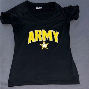 Under armour size small black yellow army t shirt women's small semi fitted‎
